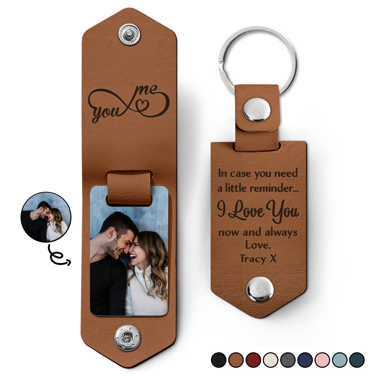 Custom Photo In Case You Need A Little Reminder - Gift For Couples, Husband, Wife - Personalized Leather Photo Keychain-ilovevango