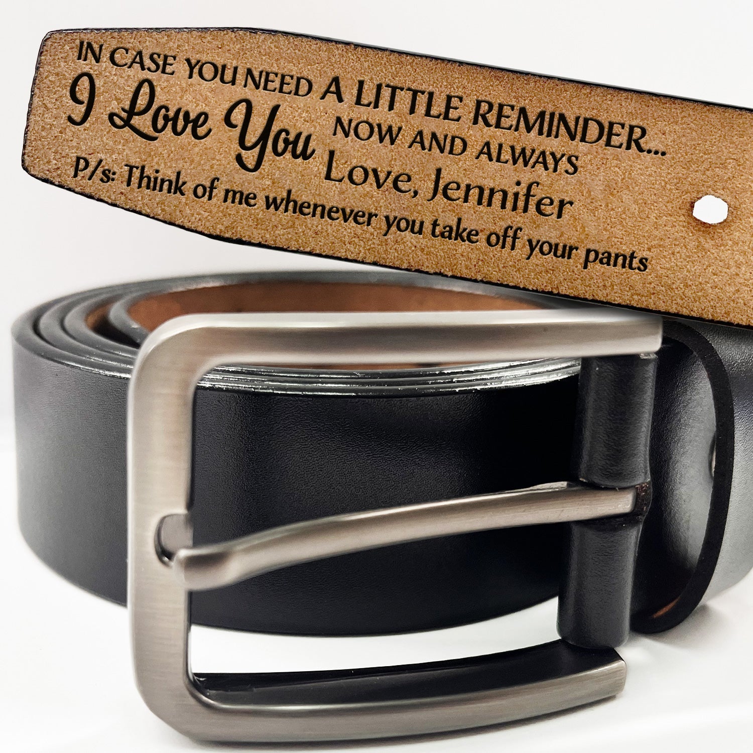 In Case You Need A Little Reminder - Funny Gift For Husband, Boyfriend, Spouse, Fiance, Dad Gift - Personalized Engraved Leather Belt-ilovevango
