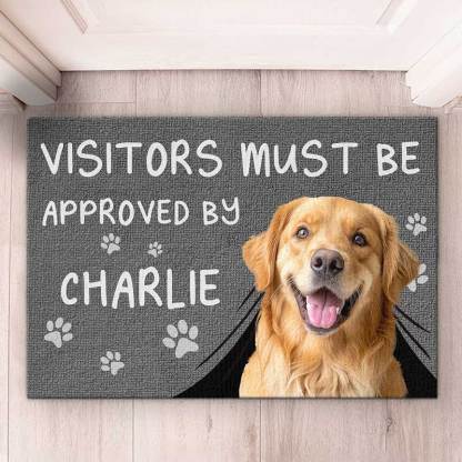 Custom Photo Visitors Must Be Approved By This Dog - Dog & Cat Personalized Custom Home Decor Decorative Mat - House Warming Gift For Pet Owners, Pet Lovers-ilovevango