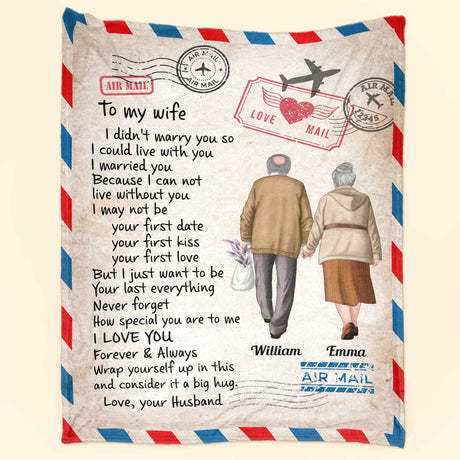 To My Wife Custom Blanket - Personalized Blanket - Old Couple-ilovevango