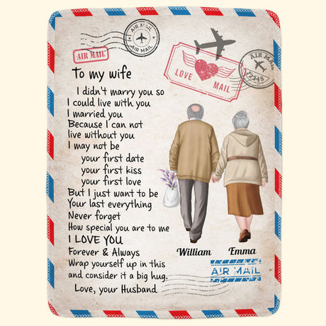 To My Wife Custom Blanket - Personalized Blanket - Old Couple-ilovevango