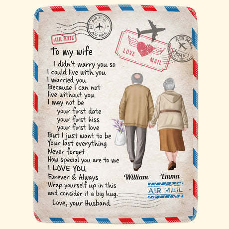 To My Wife Custom Blanket - Personalized Blanket - Old Couple-ilovevango