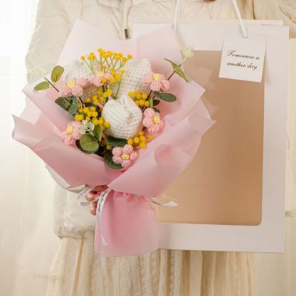 Mother's Day Gift Crochet Flowers Bouquet Handmade Knitted Tulip Bouquet Gift For Her-ilovevango