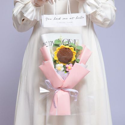 Mother's Day Gift Crochet Flowers Bouquet Handmade Knitted Sunflower Bouquet-ilovevango