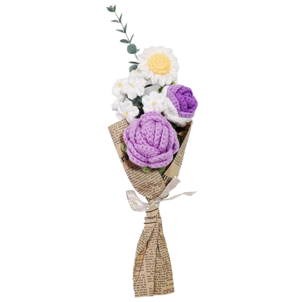 Mother's Day Gift Crochet Flowers Bouquet Handmade Knitted Rose Bouquet Gift For Her-ilovevango