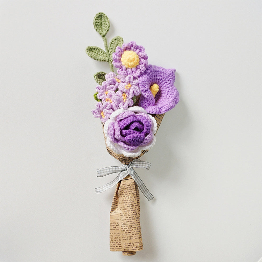 Mother's Day Gift Crochet Flowers Bouquet Handmade Knitted Rose Bouquet Gift For Her-ilovevango