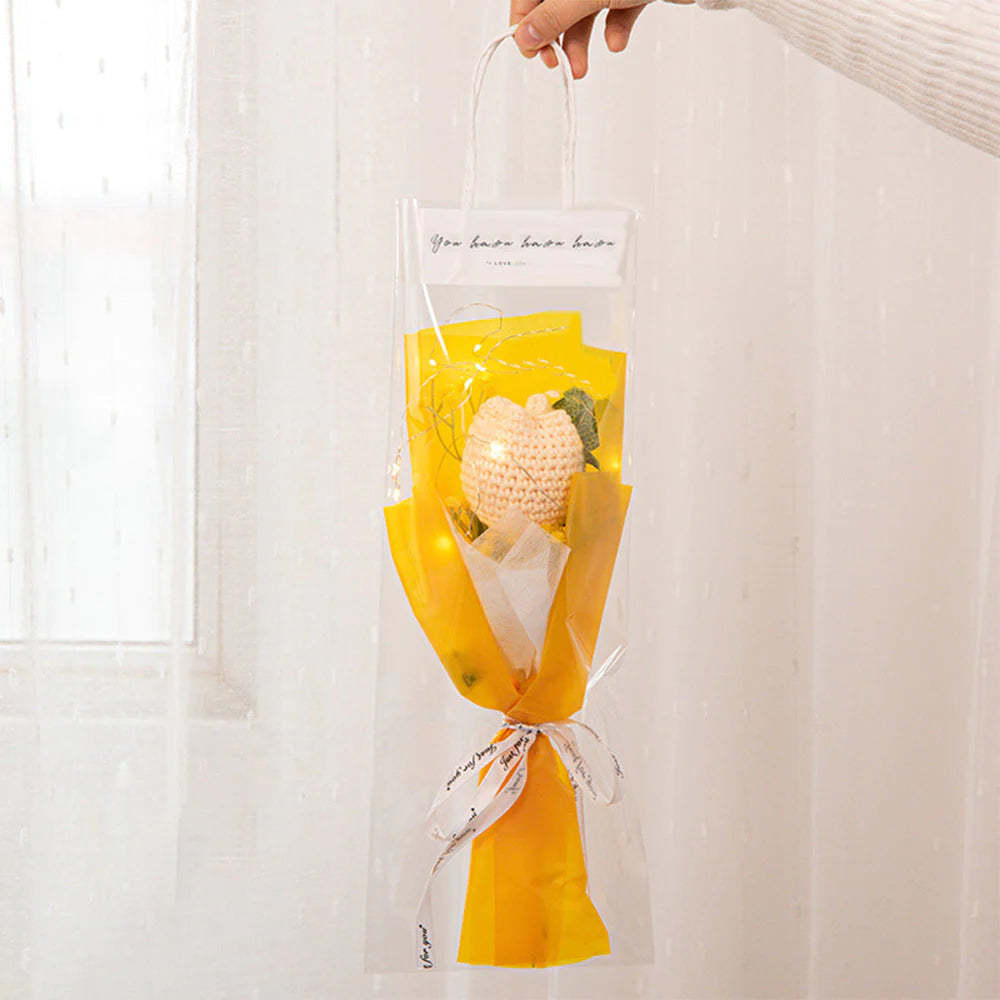 Mother's Day Gift Crochet Flowers Bouquet Handmade Knitted Tulip Carnation Bouquet With Light Strip Gift For Her-ilovevango