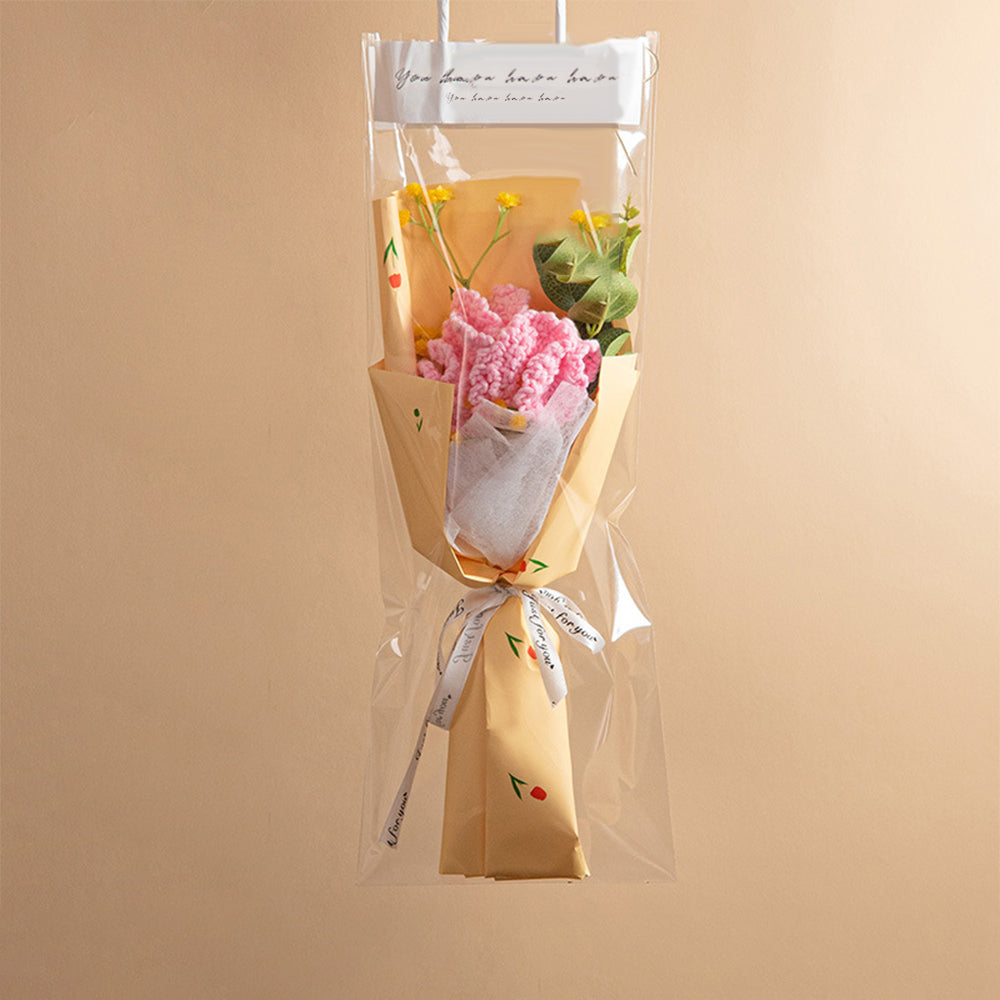 Mother's Day Gift Crochet Flowers Bouquet Handmade Knitted Tulip Carnation Bouquet With Light Strip Gift For Her-ilovevango