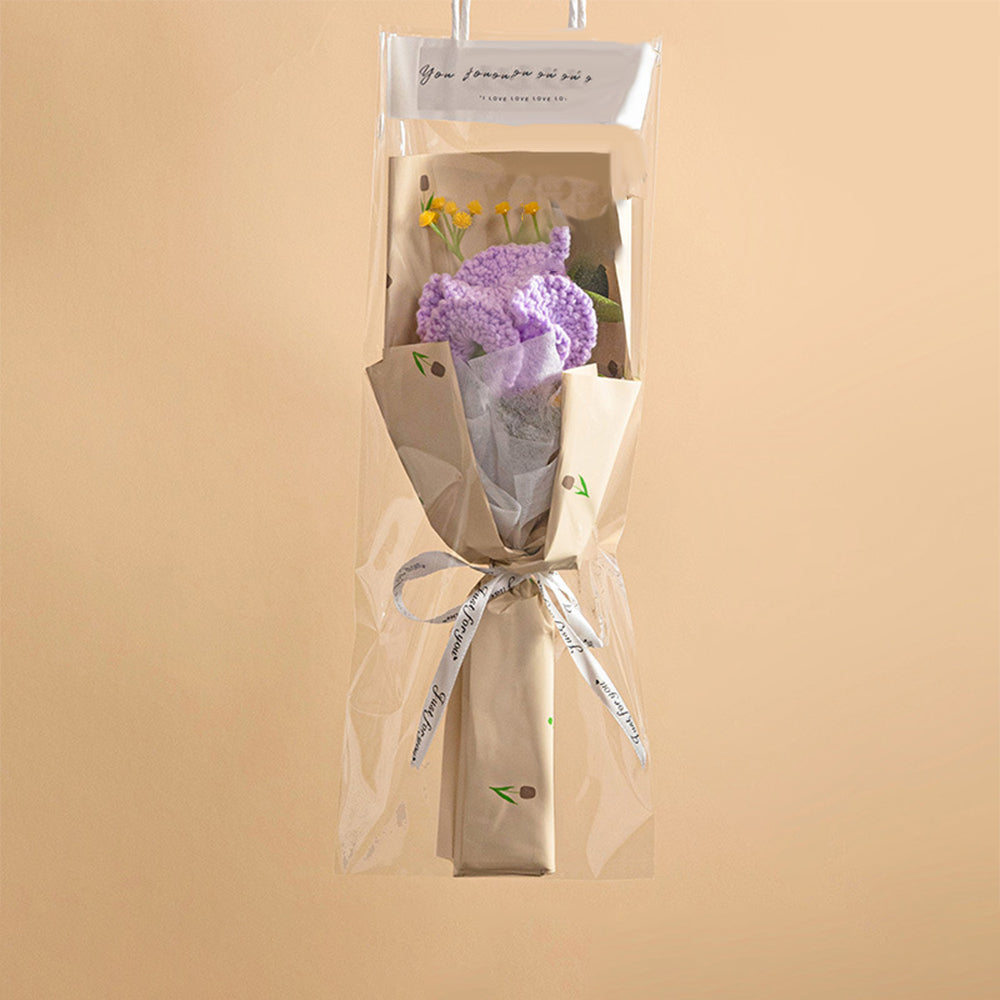 Mother's Day Gift Crochet Flowers Bouquet Handmade Knitted Tulip Carnation Bouquet With Light Strip Gift For Her-ilovevango