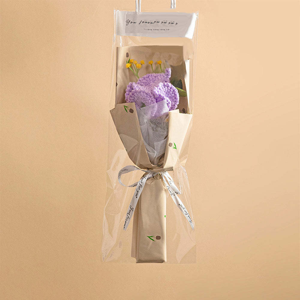 Mother's Day Gift Crochet Flowers Bouquet Handmade Knitted Tulip Carnation Bouquet With Light Strip Gift For Her-ilovevango