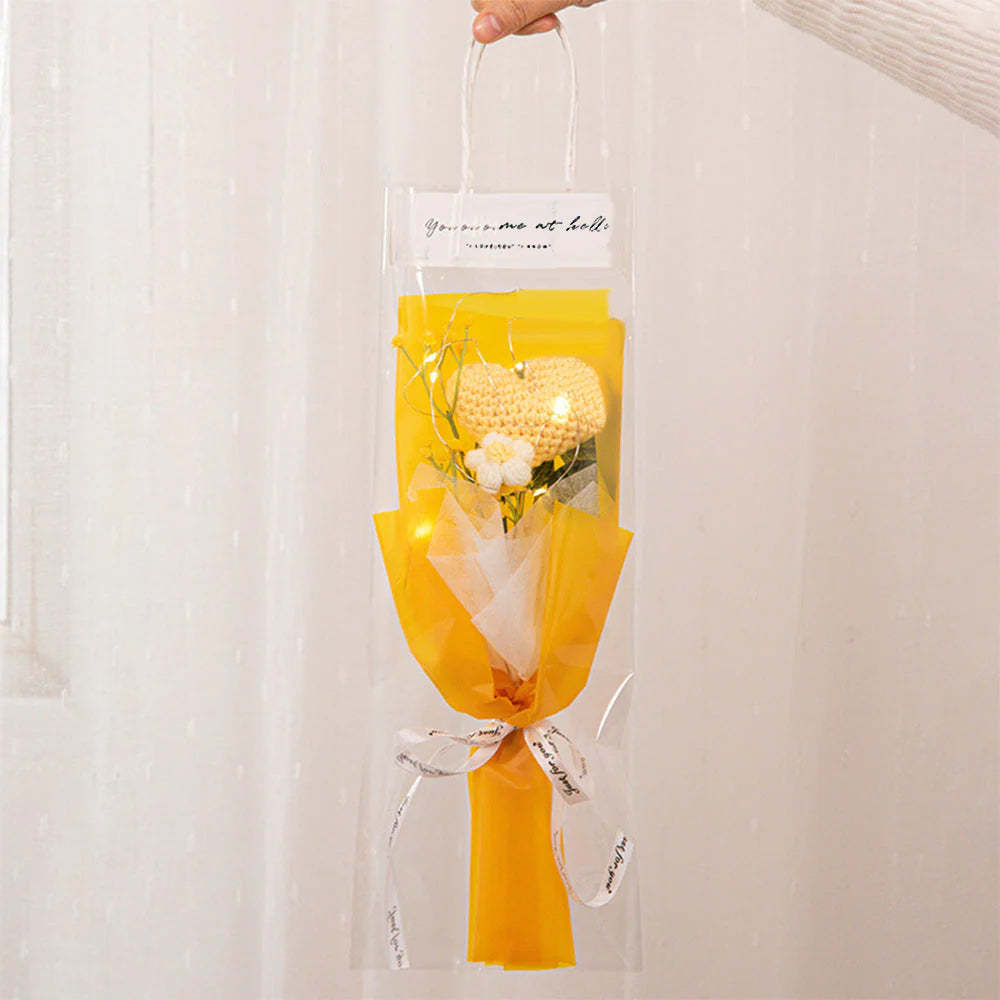 Mother's Day Gift Crochet Flowers Bouquet Handmade Knitted Tulip Carnation Bouquet With Light Strip Gift For Her-ilovevango