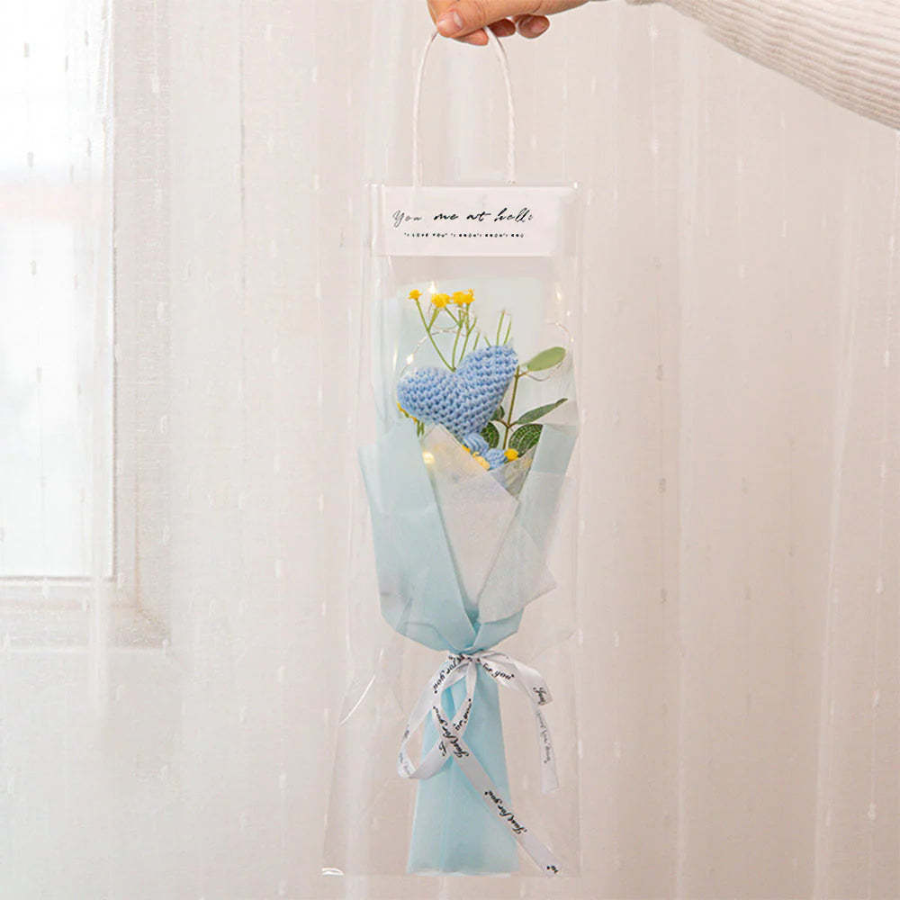 Mother's Day Gift Crochet Flowers Bouquet Handmade Knitted Tulip Carnation Bouquet With Light Strip Gift For Her-ilovevango