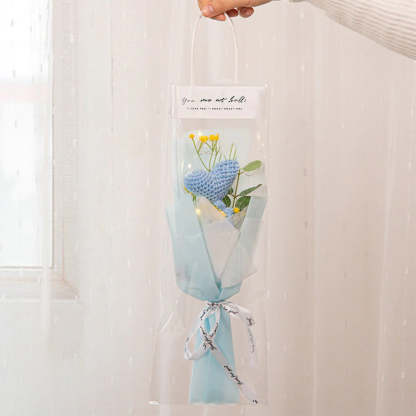 Mother's Day Gift Crochet Flowers Bouquet Handmade Knitted Tulip Carnation Bouquet With Light Strip Gift For Her-ilovevango