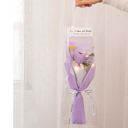 Mother's Day Gift Crochet Flowers Bouquet Handmade Knitted Tulip Carnation Bouquet With Light Strip Gift For Her-ilovevango