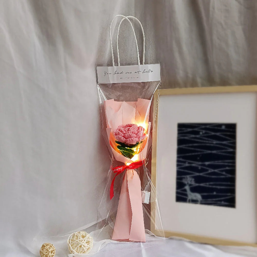 Mother's Day Gift 1pc Crochet Flower Handmade Knitted Flower With Light Strip Gift For Lovers-ilovevango