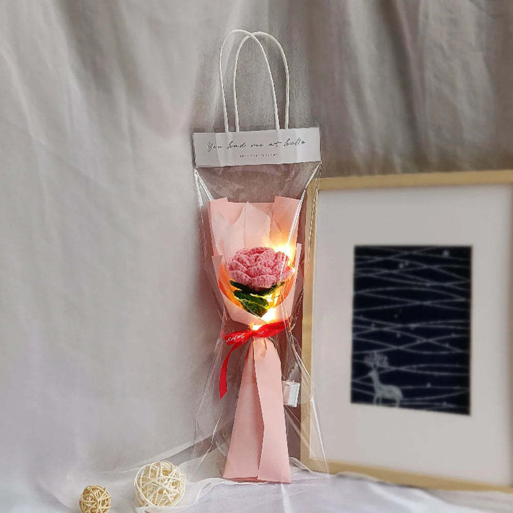 Mother's Day Gift 1pc Crochet Flower Handmade Knitted Flower With Light Strip Gift For Lovers-ilovevango