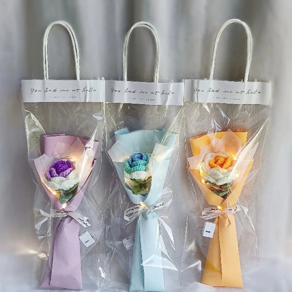 Mother's Day Gift 1pc Crochet Flower Handmade Knitted Flower With Light Strip Gift For Lovers-ilovevango