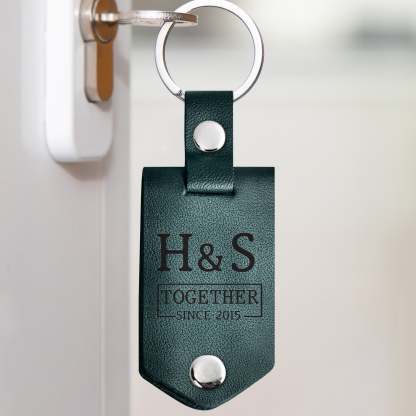 Custom Photo Together Since Drive Safe I Need You Here With Me - Gift For Boyfriends, Husbands, Couples - Personalized Leather Photo Keychain-ilovevango