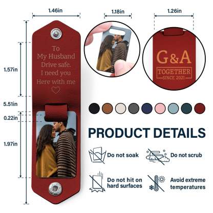 Custom Photo Together Since Drive Safe I Need You Here With Me - Gift For Boyfriends, Husbands, Couples - Personalized Leather Photo Keychain-ilovevango