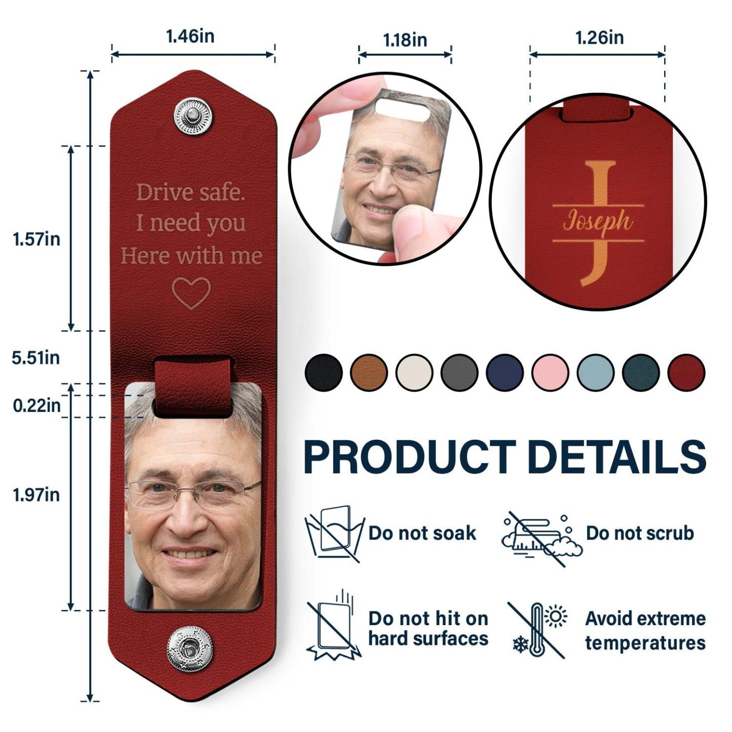 Custom Photo Drive Safe I Need You Here With Me - Gift For Couple, Besties, Friends, Family - Personalized Leather Photo Keychain-ilovevango