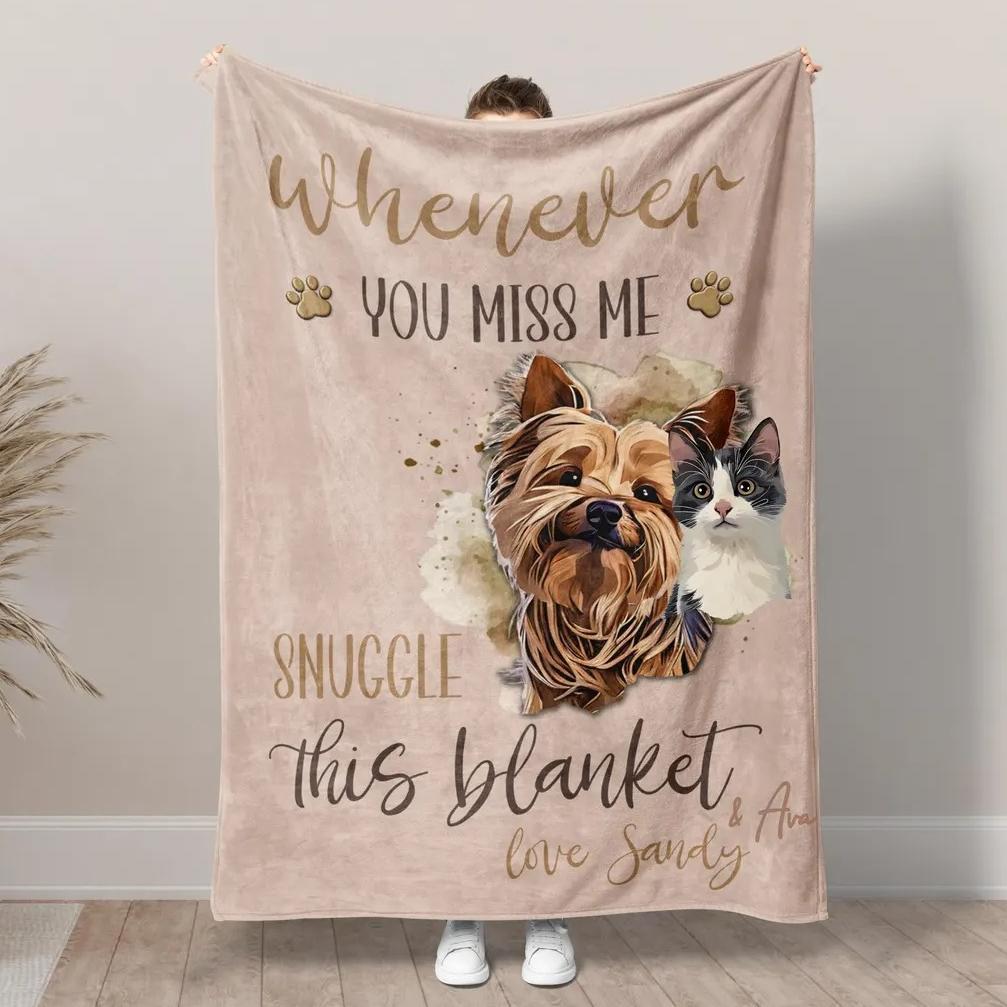 Custom Dog Memorial Blanket Using Pet Photo + Name Personalized Pet Memorial Blankets