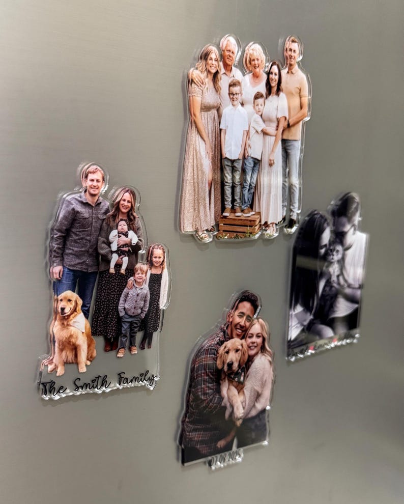 Custom Acrylic Family Photo Magnet, Personalized Family Picture Fridge Magnets