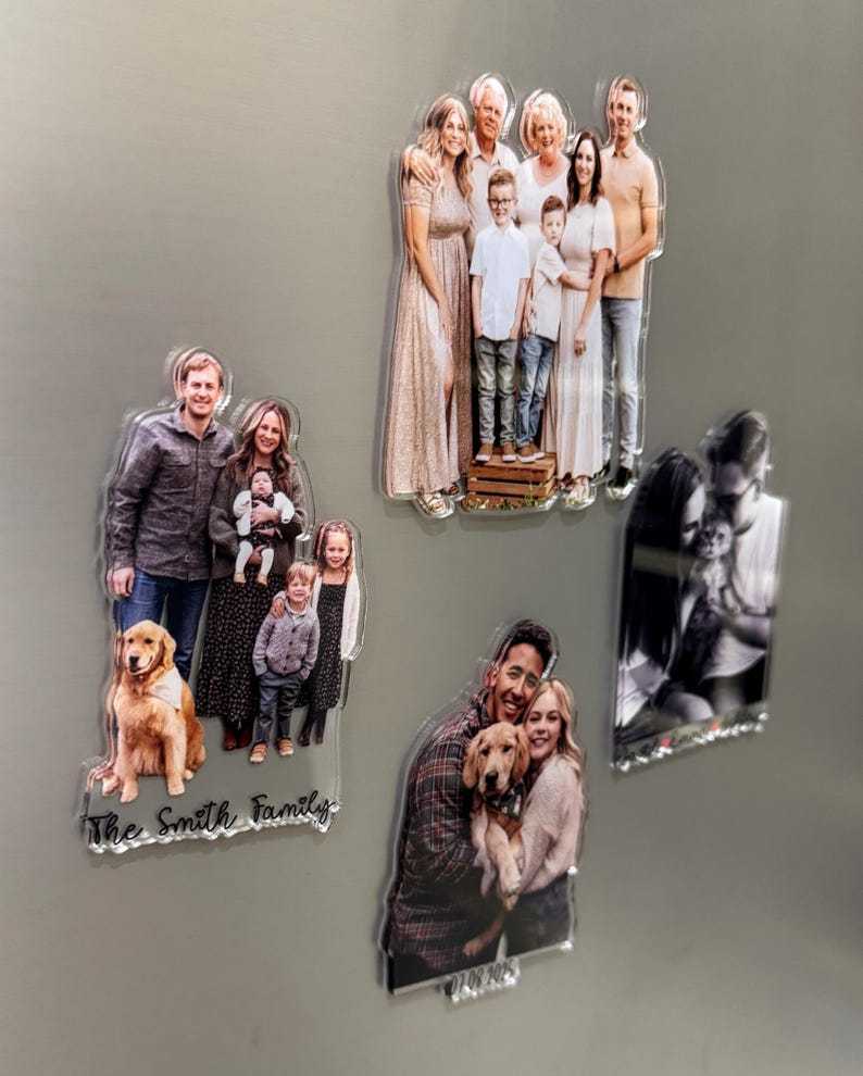 Custom Acrylic Family Photo Magnet, Personalized Family Picture Fridge Magnets