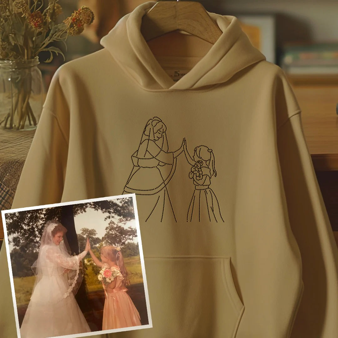 Pamaviva Custom Dad Portrait Outline Embroidered Sweatshirt Personalized Papà Papá Pai Gift