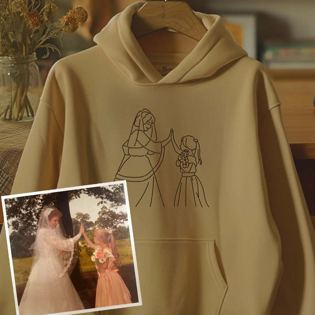 Pamaviva Custom Dad Portrait Outline Embroidered Sweatshirt Personalized Papà Papá Pai Gift