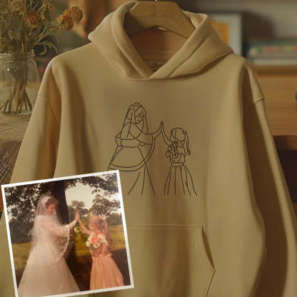 Pamaviva Custom Dad Portrait Outline Embroidered Sweatshirt Personalized Papà Papá Pai Gift