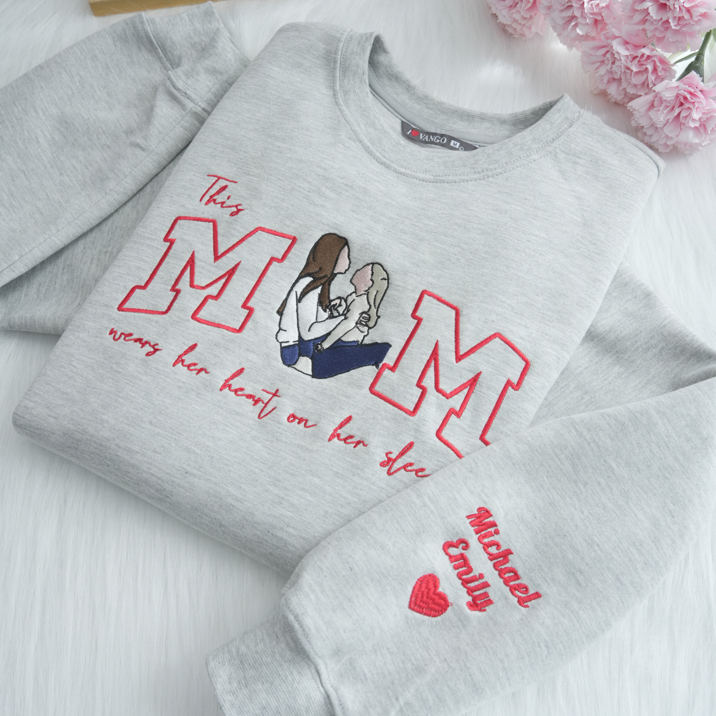 Mom Wears Her Heart on Her Sleeves: Custom Photo T-Shirt & Sweatshirt for Mama