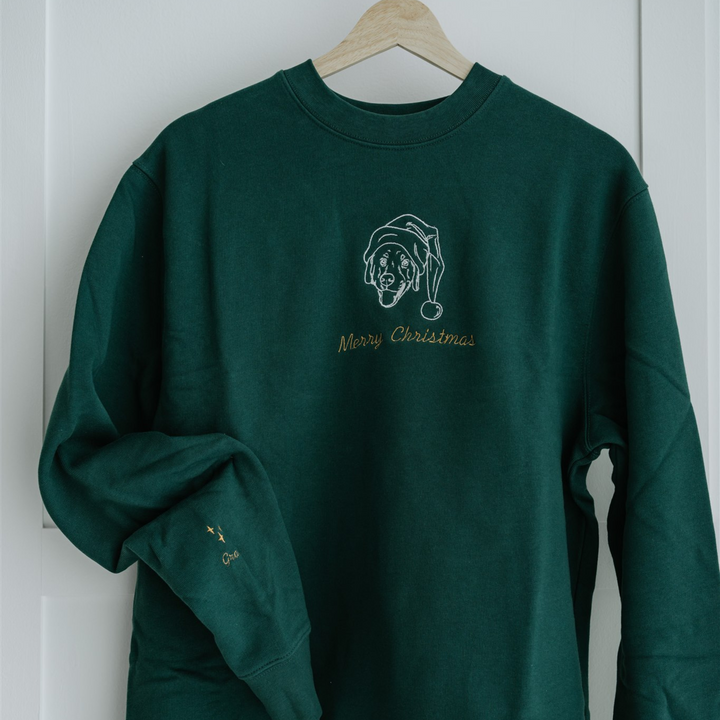 Custom Embroidered Outline Pet Portrait Christmas Sweatshirt Hoodie T-shirt