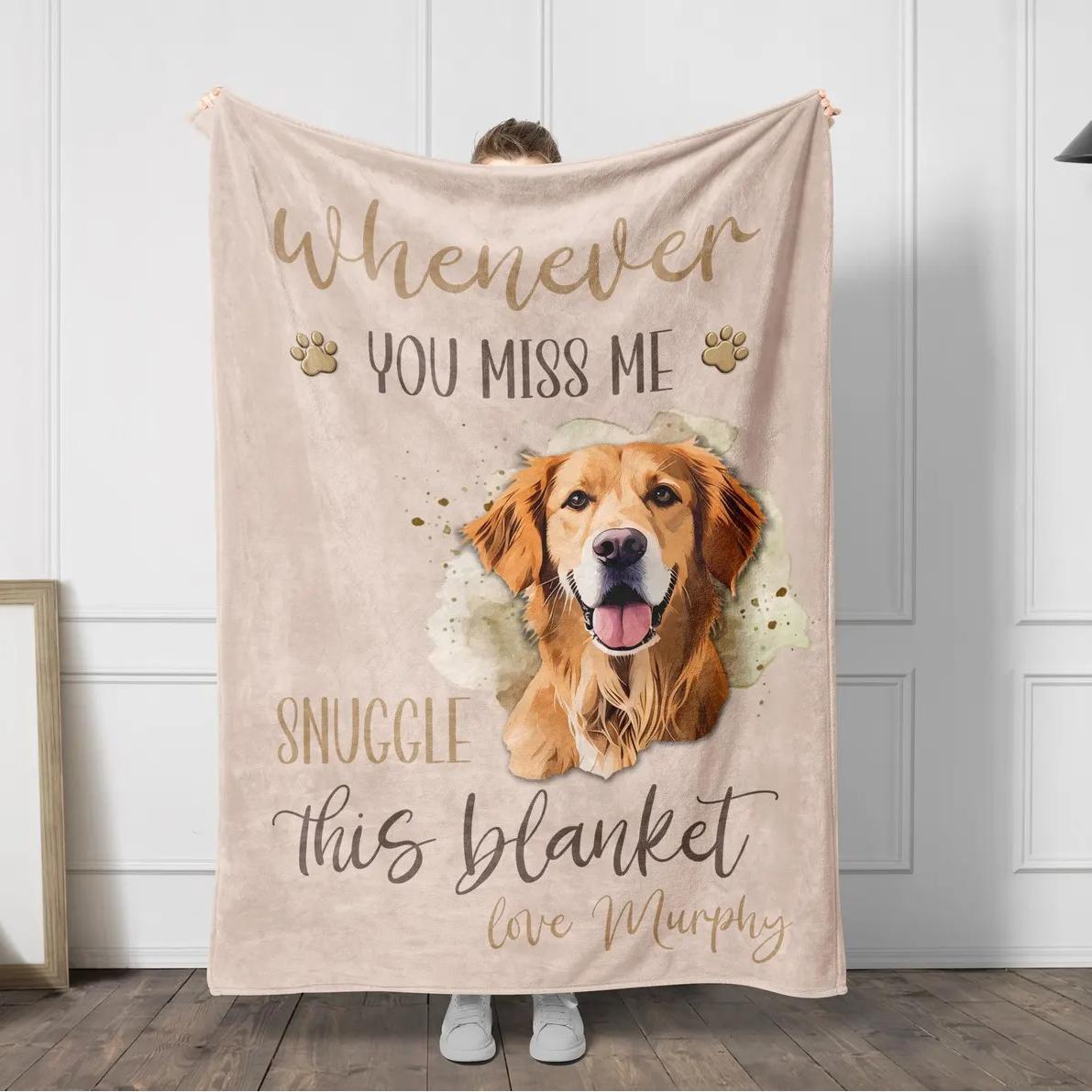 Custom Dog Memorial Blanket Using Pet Photo + Name Personalized Pet Memorial Blankets
