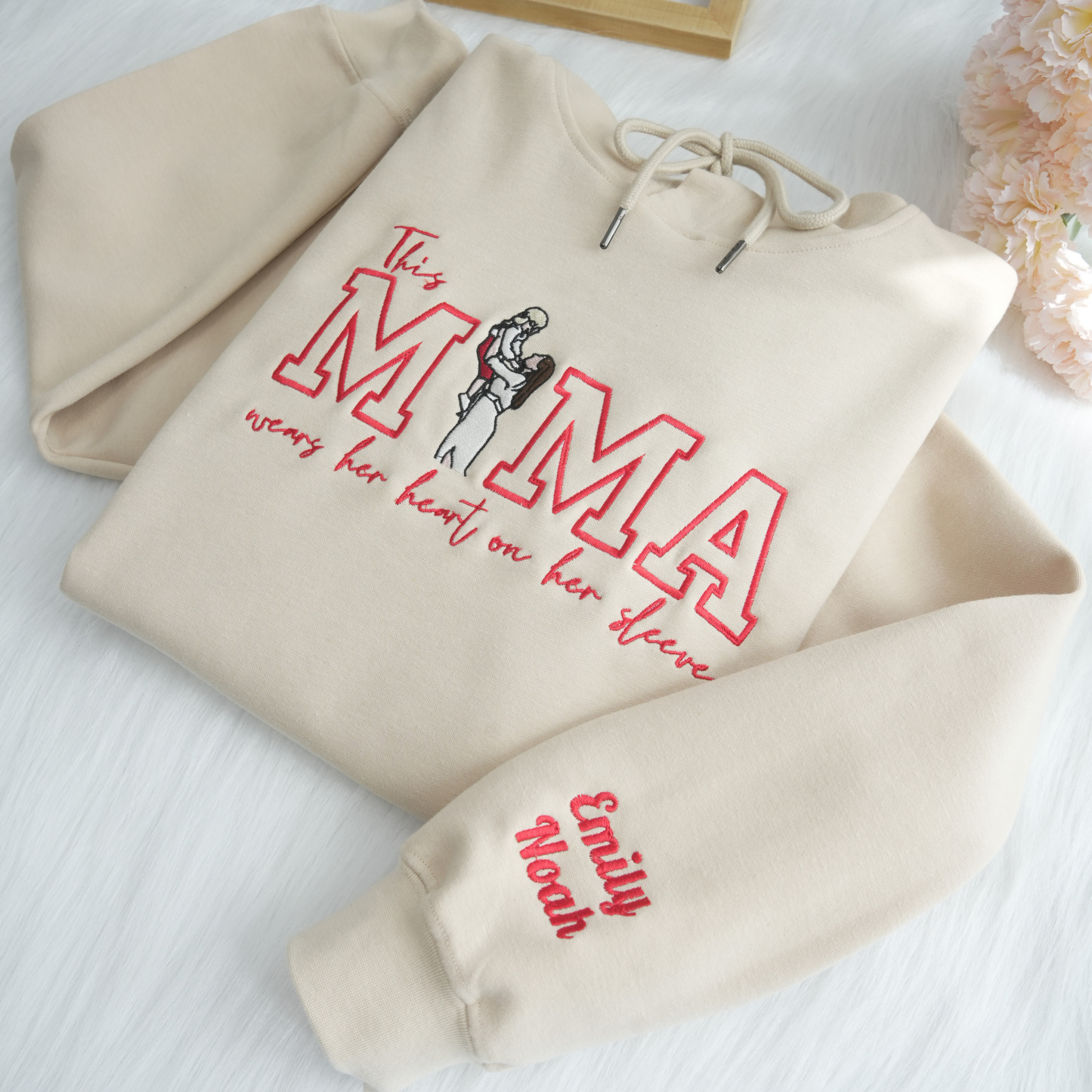 Mom Wears Her Heart on Her Sleeves: Custom Photo T-Shirt & Sweatshirt for Mama