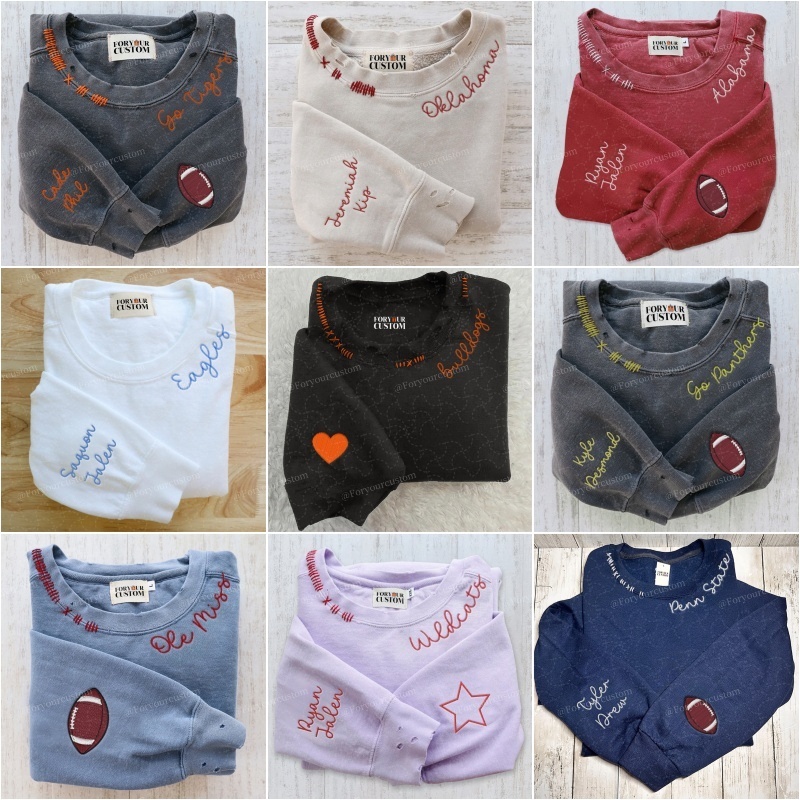 VINTAGE CUSTOM CREW-Custom Embroidered Hand Distressed Crew Neck Sweatshirt