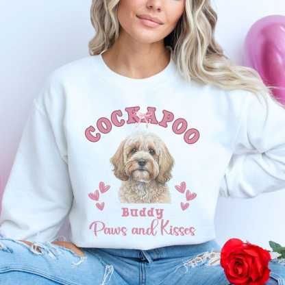 Paws and Kisses Custom Dog Photo & Breed Sweatshirt, Valentine Dog Lover Gifts