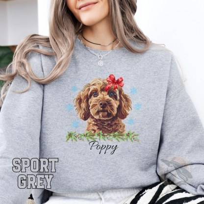 Personalized Pet Photo & Name Christmas Sweatshirt – Dog Cat Xmas Shirt