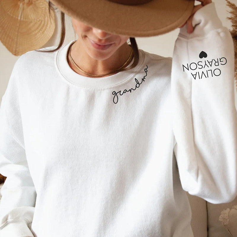 Mama Sweatshirt Custom Neck and Sleeve Design Sweatshirt, Mothers Day, Gift for Mom-ilovevango