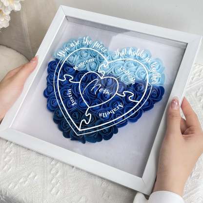 You Are The Piece That Hold Us Together - Personalized Flower Shadow Box
