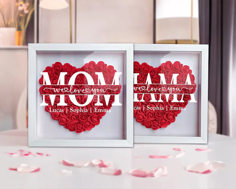 Mom We Love You - Personalized Flower Shadow Box