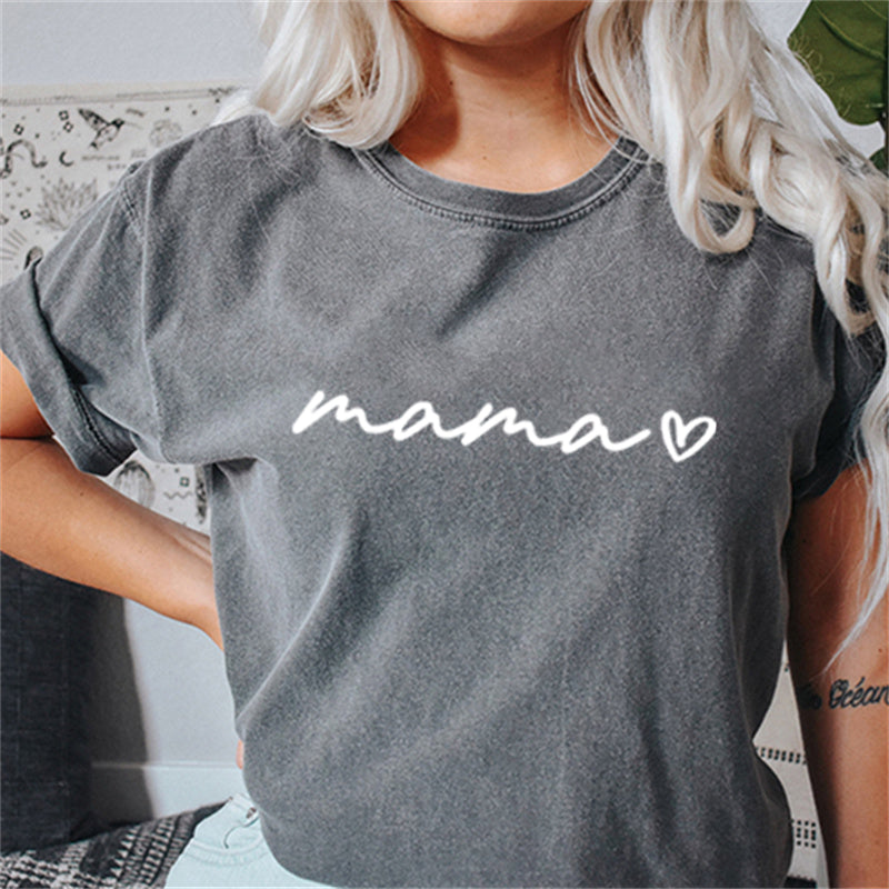 Custom Personalised Mama Heart T-shirt, with Children's Names on the Sleeve, Mother's Day Gift, New Mum Gift-ilovevango