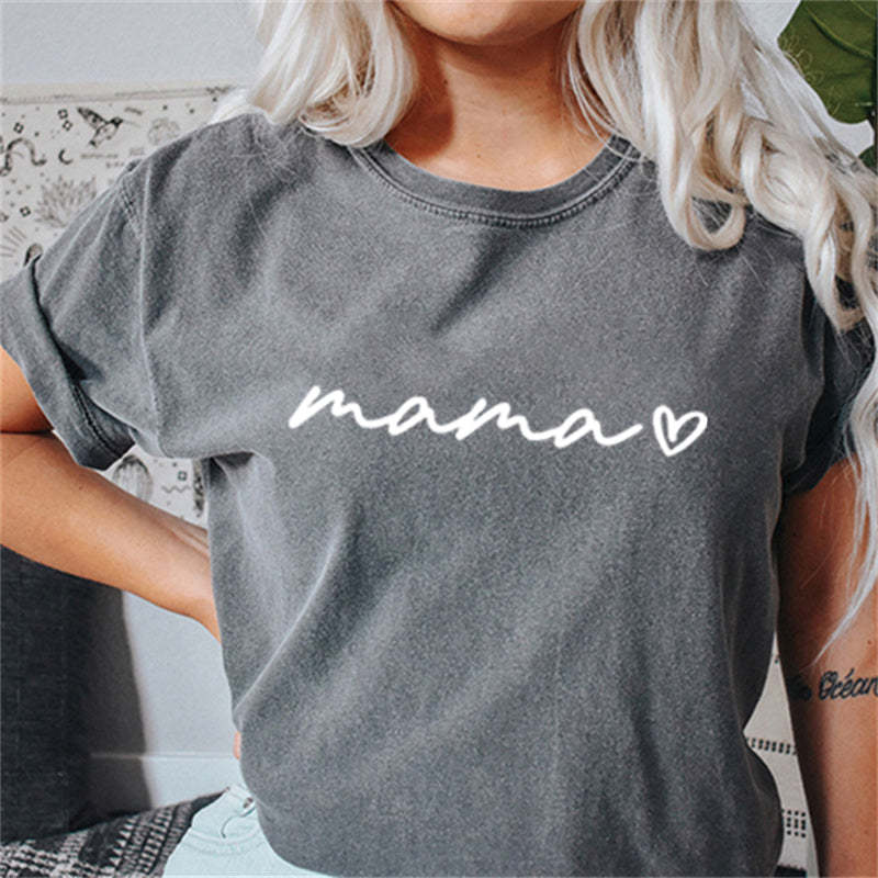Custom Personalised Mama Heart T-shirt, with Children's Names on the Sleeve, Mother's Day Gift, New Mum Gift-ilovevango