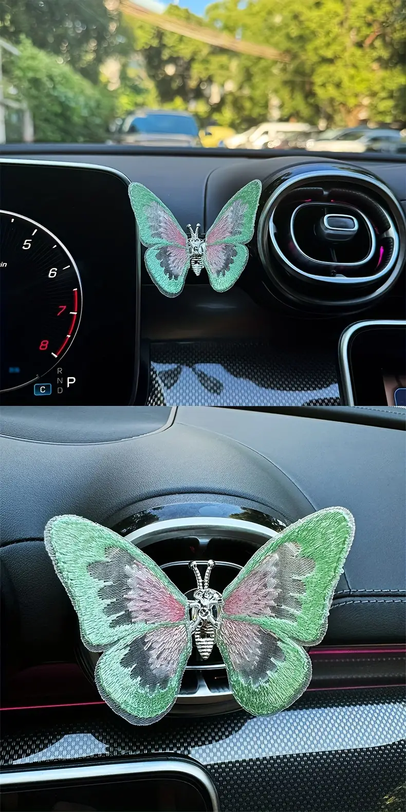 embroidered butterfly car decoration 3d butterfly ornaments moving butterfly car decoration details 2