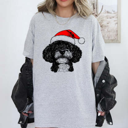 Custom Pet Christmas Sweatshirt - Personalized Dog/Cat Santa Hat Graphic Crewneck