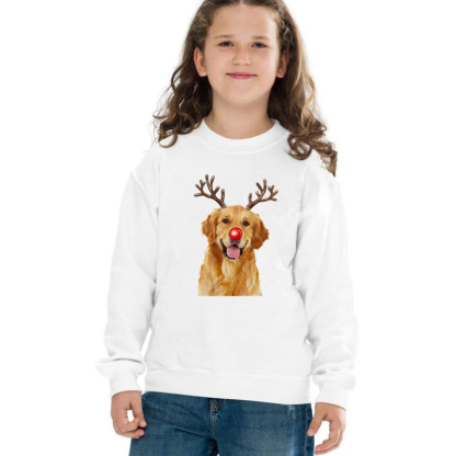 Custom Christmas Dog Photo Sweatshirt, Funny Dog Reindeer Sweatshirt