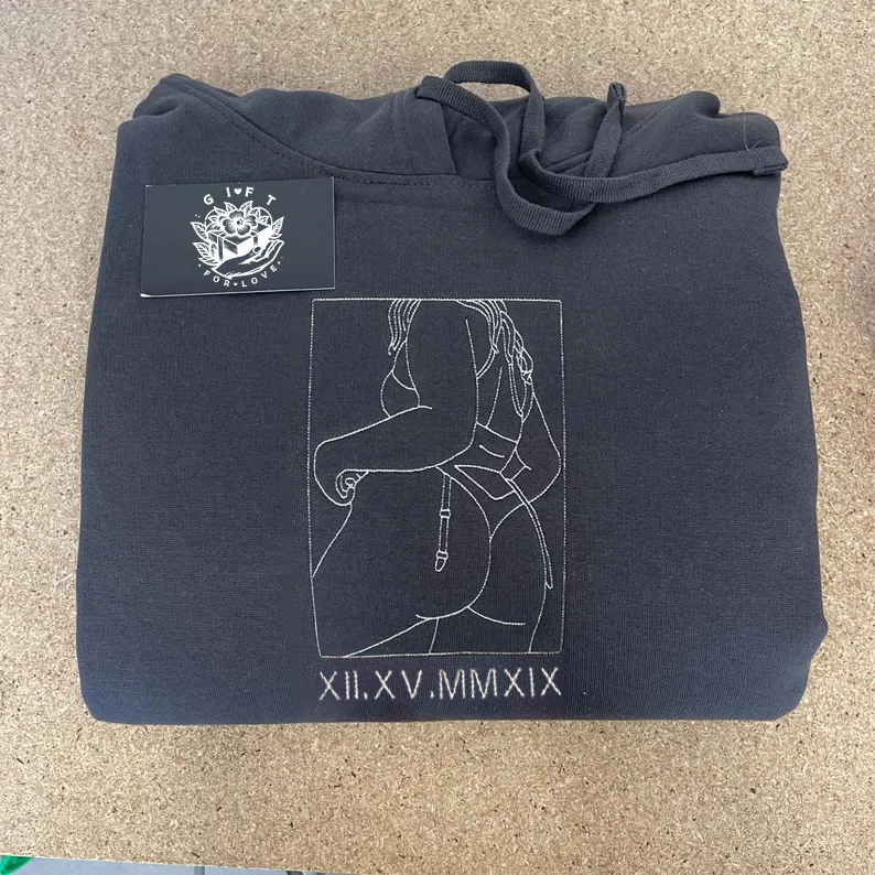 Custom Embroidered Sweatshirt – Personalized Sexy Portrait & Roman Numerals for Him
