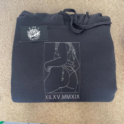 Custom Embroidered Sweatshirt – Personalized Sexy Portrait & Roman Numerals for Him