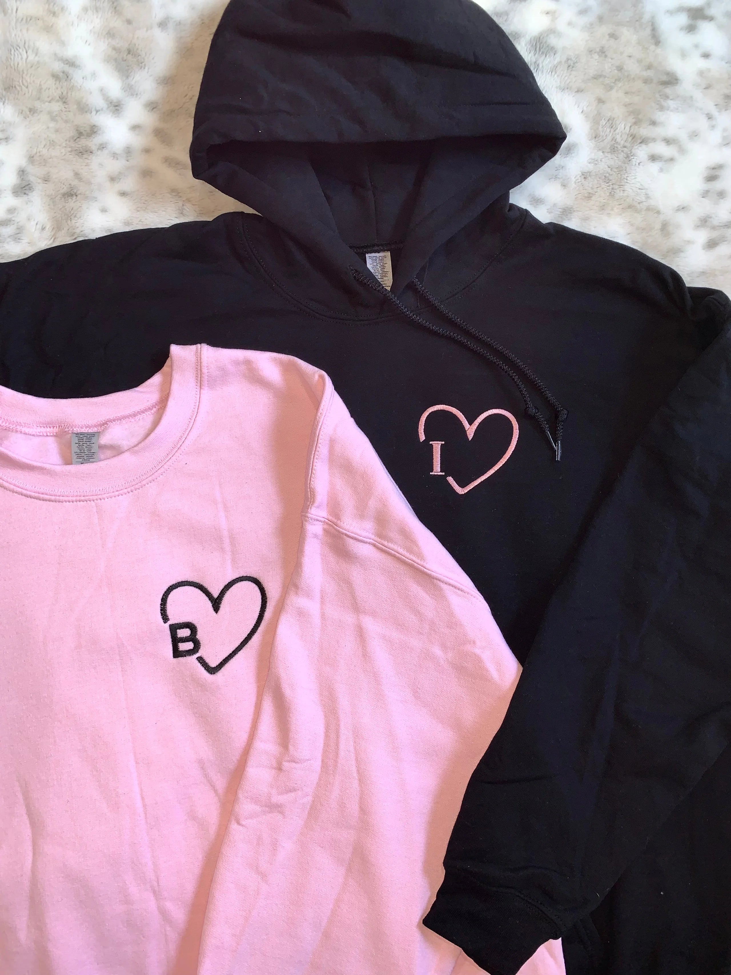 Heart Initials Matching Couples Embroidery-ilovevango