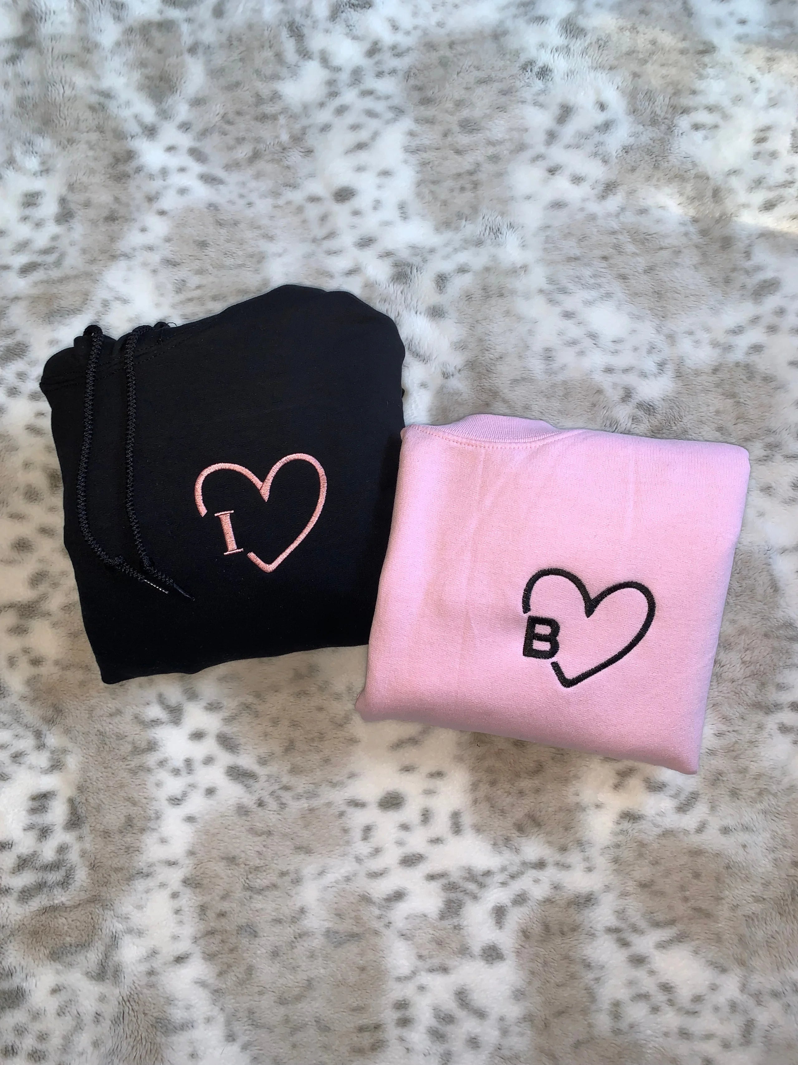 Heart Initials Matching Couples Embroidery-ilovevango