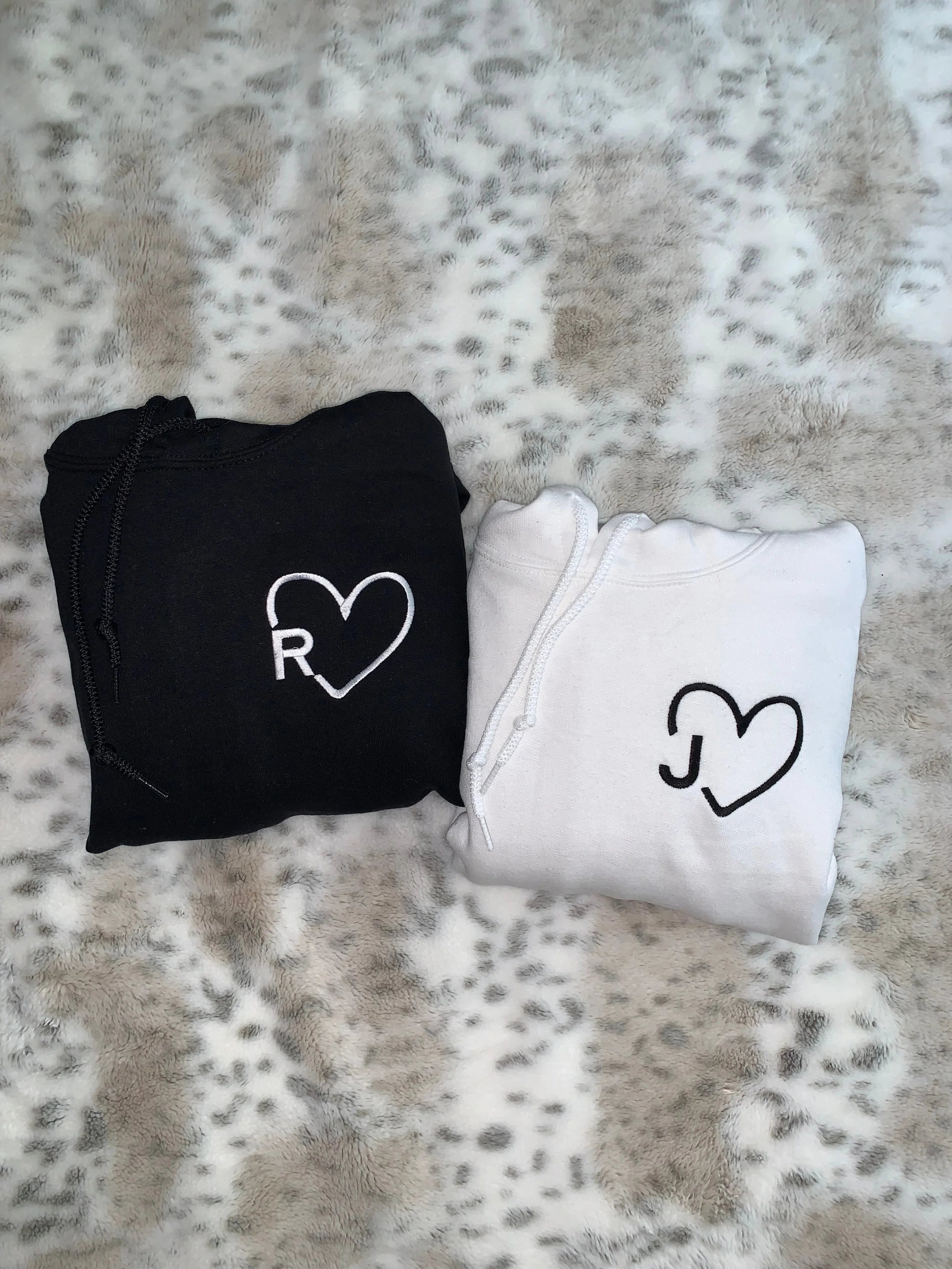 Heart Initials Matching Couples Embroidery-ilovevango